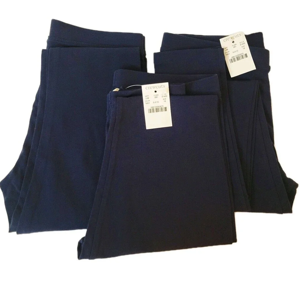 Crewcuts Girls Size 16 Navy Blue Leggings Bundle Lot Of 3 NWT Cotton Stretch